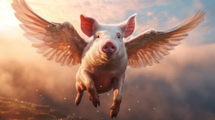 Fotobehang pig with wings © Andrus Ciprian