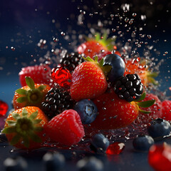 Tasty fresh juicy berries explode