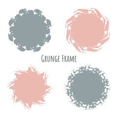 Circle brush stroke, hand drawn paint frame for design logo, banner, card.