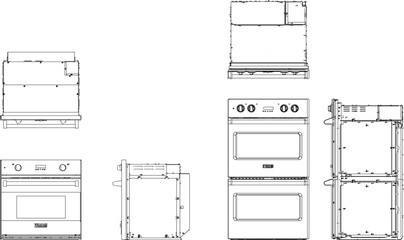 Vector illustration sketch of an oven for baking food in the kitchen