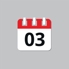 Specific day calendar red flat icon. Calendar icon vector illustration for websites and graphic resources. Date set on the 3st.