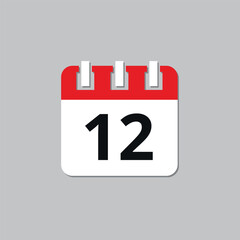 Specific day calendar red flat icon. Calendar icon vector illustration for websites and graphic resources. Date set on the 12st.