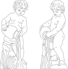 Vector sketch illustration of a classical vintage roman greek child statue