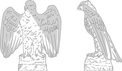 Vector sketch illustration of a greek classical vintage great eagle statue