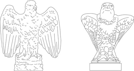 Vector sketch illustration of a Greek classical vintage roman eagle statue