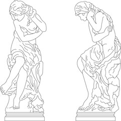 Vector sketch illustration of beautiful classic greek roman goddess of love statue