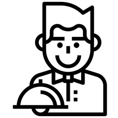 waiter line icon,linear,outline,graphic,illustration