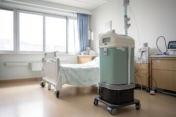 air purifier in hospital room, providing clean and germ-free air for patient, created with generative ai