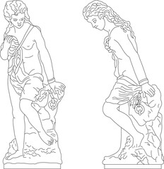 Vector sketch illustration of classical vintage roman greek goddess of beauty statue