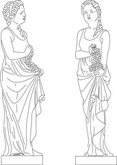 Fototapeta premium Vector sketch illustration of classical vintage roman greek goddess of beauty statue