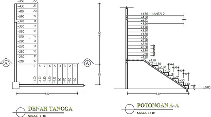Vector sketch illustration of detail and cut of stairs