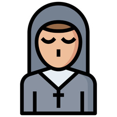 nun line icon,linear,outline,graphic,illustration