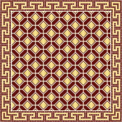 Obraz premium Classic mosaic ornament in brown and golden colors. For ceramics, tiles, ornaments, backgrounds and other projects.