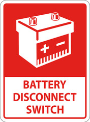 Battery Disconnect Switch Sign On White Background