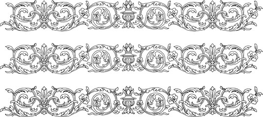 Fototapeta premium Vector sketch of classic vintage floral decor element illustration