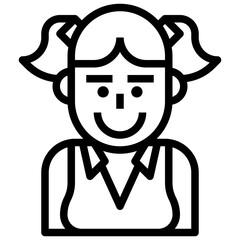 girl line icon,linear,outline,graphic,illustration