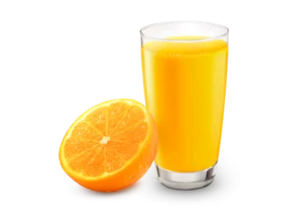 Poster Fresh orange juice with fruits, transparent background © Retouch man