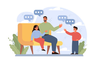 Joint parenting. Divorced spouses raising a children together. Kids