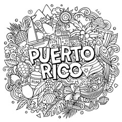 Puerto Rico cartoon doodle illustration