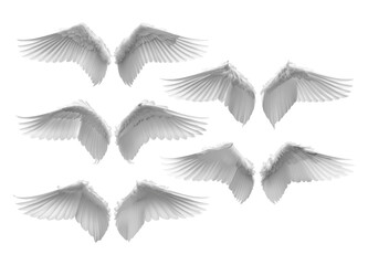 Set of 5 isolated wings, alpha channel png, generative AI