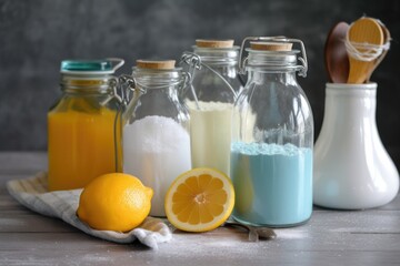homemade cleaning product recipe with ingredients and step-by-step instructions, created with generative ai