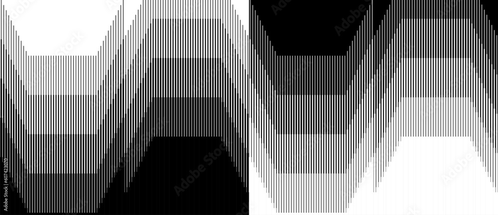 Poster abstract art geometric background with vertical lines and hexagones. optical illusion with lines and