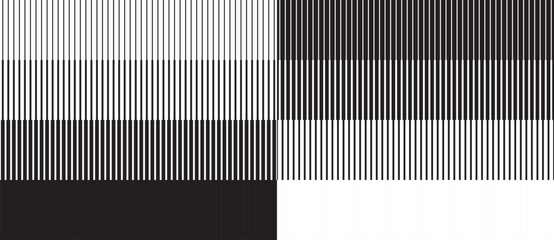 Abstract art geometric background with vertical lines. Optical illusion with lines and transition. Black lines on a white background and white lines on the black side.