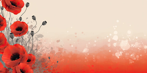 red poppy background banner remembrance day poppies illustration, generated AI, generated, AI