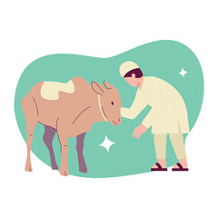 Sacrificial Cow Eid Adha Color 2D Illustrations