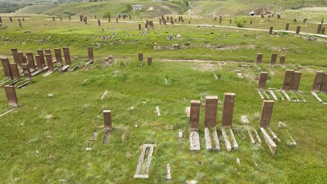 aerial seljuk cemetery Ahlat Turkey