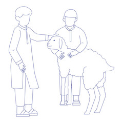 Boys Eid Adha Outline 2D Illustrations