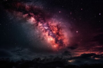 Fototapeta na wymiar heart-shaped nebula against starry night sky, created with generative ai