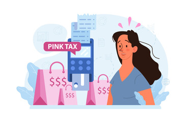 Pink tax concept. Gender based price discrimination. Higher price