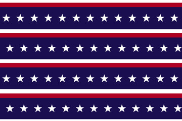 Stars and Stripes Seamless Pattern, USA Flag Vector Illustration. Red, Blue, White Stars and Lines Background for Celebration Holiday, 4th of July, American President Day, memorial day