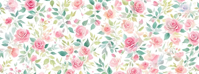  Background decorated with roses flowers and leaves on light abstract background. Template for fashion ads, horizontal poster and social media. Design for wallpaper, card, banner. Generative AI © 360VP