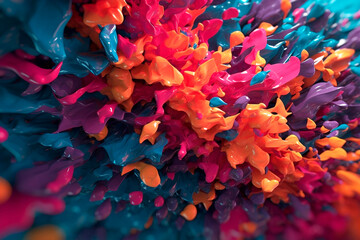 Abstract background with colorful paint splashes. Close-up shot.AI Generated