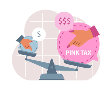 Pink Tax Concept. Gender Based Price Discrimination. Higher Price