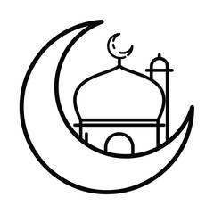 ramadan simple flat line icon, mosque flat line icon, islamic icon