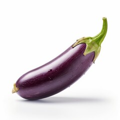 A fresh eggplant isolated on white background. Fresh raw organic vegetable. Generative AI.