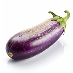 A fresh eggplant isolated on white background. Fresh raw organic vegetable. Generative AI.