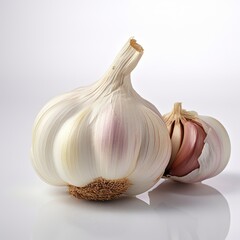 A fresh garlic isolated on white background. Fresh raw organic vegetable. Generative AI.