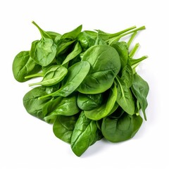 A fresh spinach isolated on white background. Fresh raw organic vegetable. Generative AI.