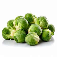 A fresh brussels sprouts isolated on white background. Fresh raw organic vegetable. Generative AI.