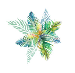watercolor palm leaves abstraction. Vector illustration
