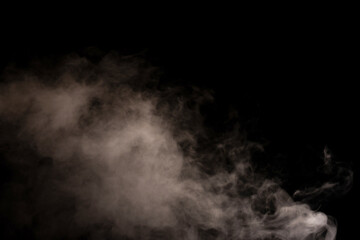 White steam on a black background.