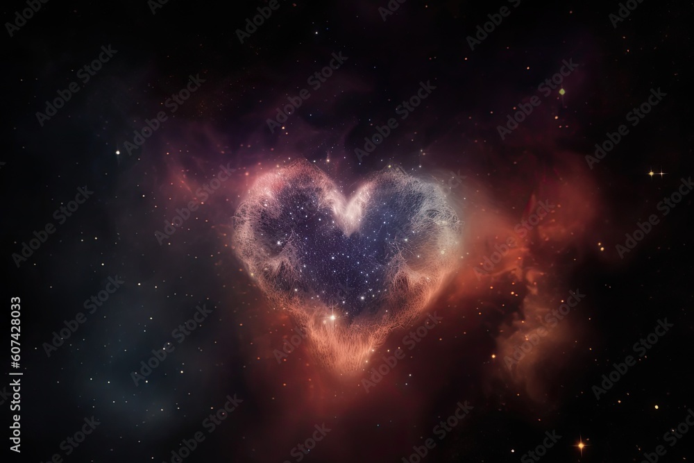 Canvas Prints nebulous heart, with close-up of the stars and nebulae that make it up, created with generative ai
