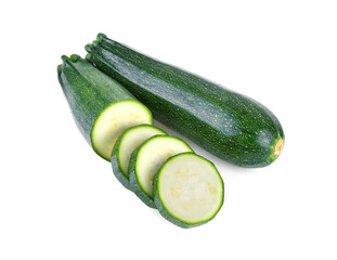 zucchini with slice isolated on white background