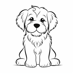 Fototapeta premium dog, cartoon, animal, puppy, pet, illustration, vector, cute, fun, art, happy, brown, drawing, canine, funny, isolated, tail, white, cat, labrador, comic, character, mammal, fur, ears