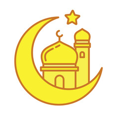 ramadan simple flat line icon, mosque flat line icon, islamic icon
