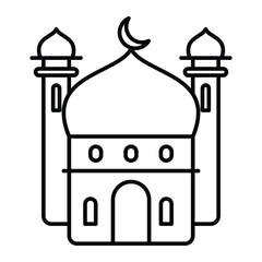 ramadan simple flat line icon, mosque flat line icon, islamic icon